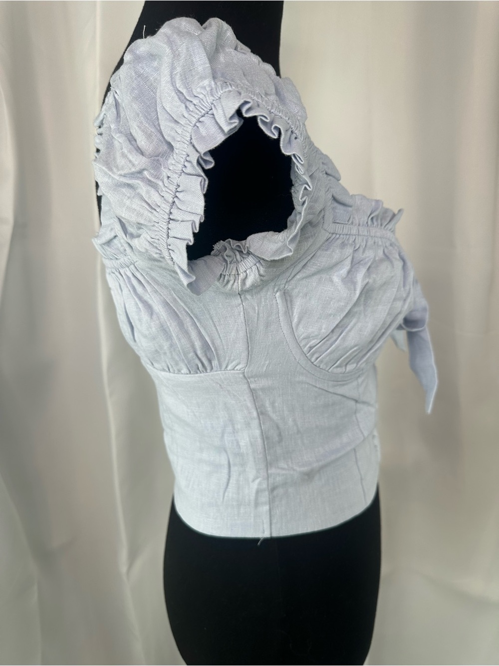 Princess Polly Light Blue Elouise Top Size 4  Linen Blend - Picture 3 of 6